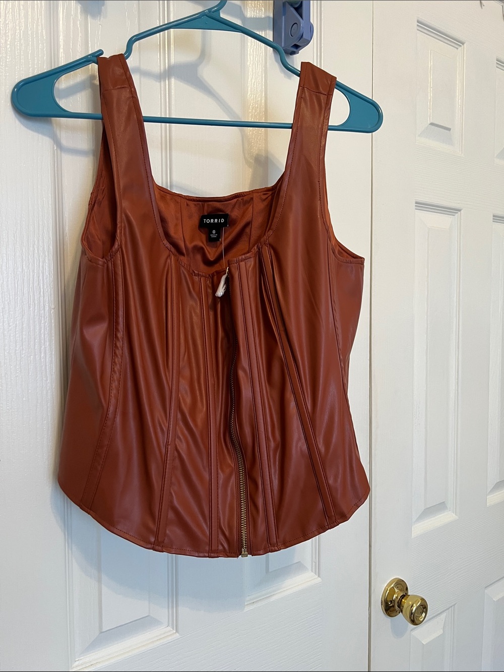 torrid Faux Leather Zippered Corset Cinnamon, NWT size 0